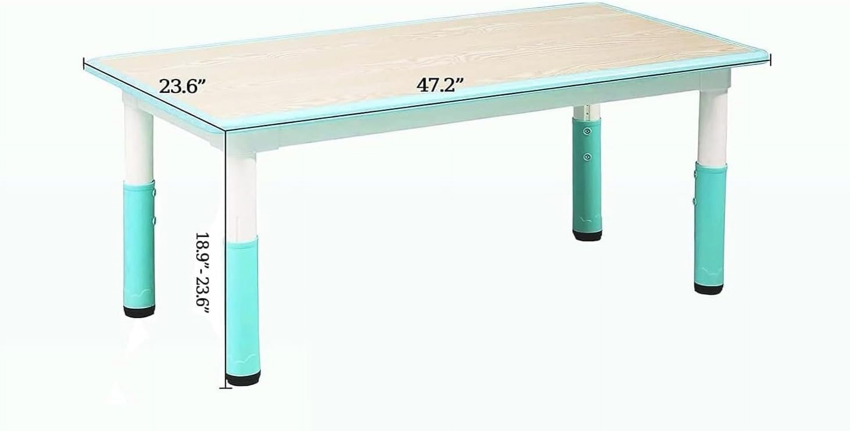Adjustable Kids Table and 6 Chairs Set, Toddler Crafts Table and Chair Set for Ages 2-10,Max 300lbs Kids Activity Art Table for Classroom Daycares,Home,Mint Green