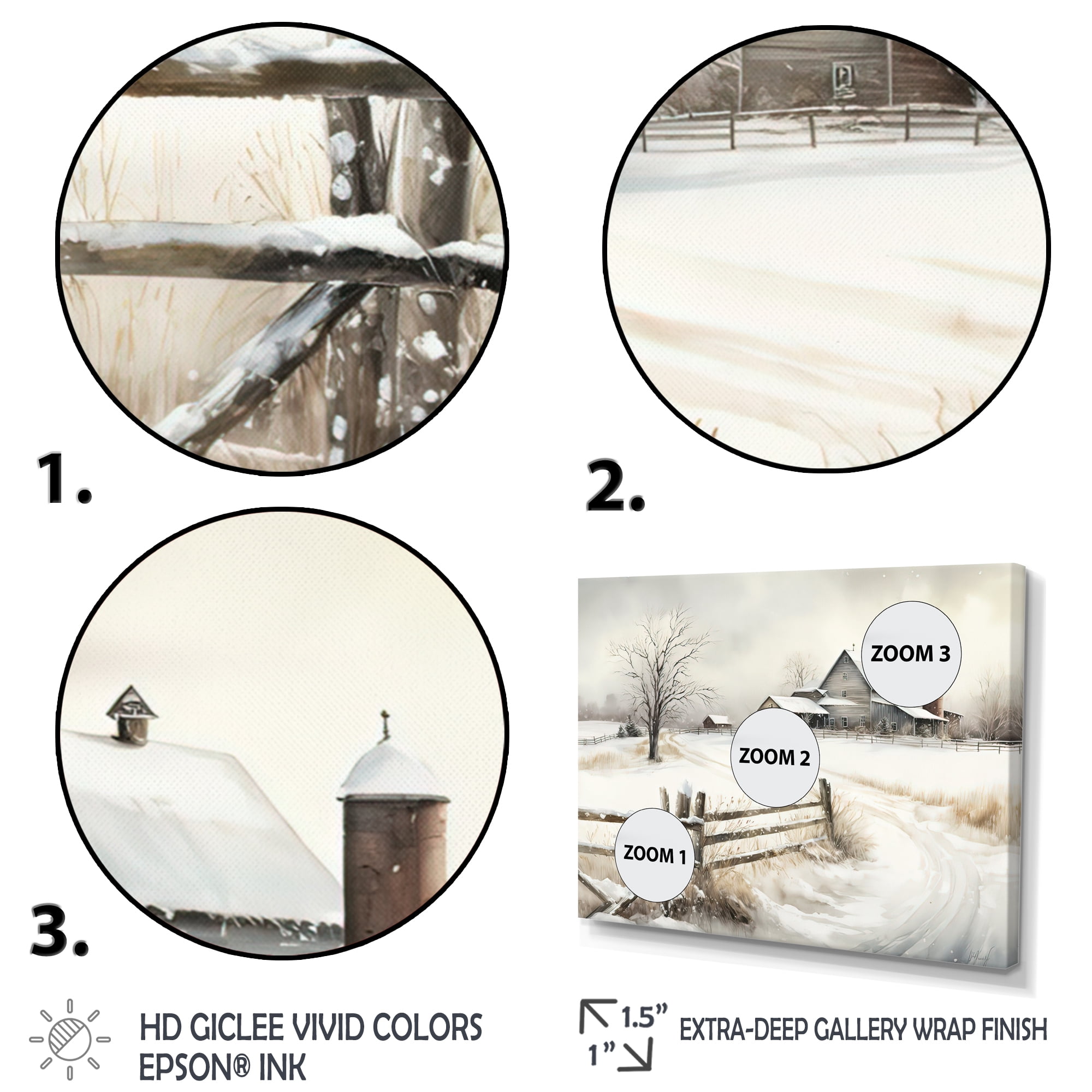 Designart Ohio Farm In Winter Canvas Wall Art