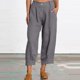 thumbnail image 2 of Pantalones de mujer Pantalones casuales de color puro de cintura media con 2 bolsillos para el hogar al aire libre Gris M, 2 of 4