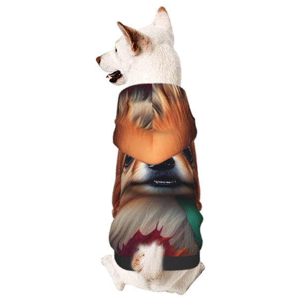 Fotbe Colorful Leaf Chihuahua Sudadera con Estampado para Perros Pequeños – Suéter con Capucha para Mascotas, Tela Suave de Forro Polar con Bolsillo-Medium