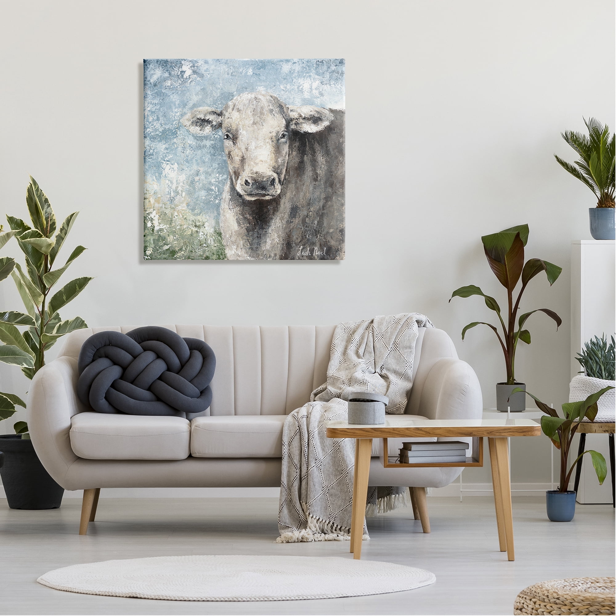 Stupell Industries Abstract Dappled Cow Portrait Animals & Insects Painting Gallery Wrapped Canvas Art Print Wall Art, 30 x 30