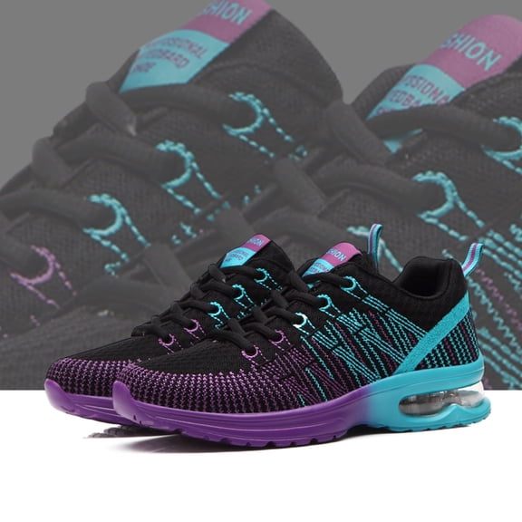 DLWKIPV Gradient Air Cushion Running Shoes, Breathable Knit Athletic Sneakers, Non-Slip Shock Absorption Walking Shoes for Gym & Daily Wear