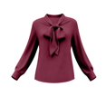 thumbnail image 4 of Women's Bow Detail Blouse, Long Sleeve Feminine Dressy Top, Romantic Chic Shirt for Special Occasions or Parties, Wine - S, 4 of 7