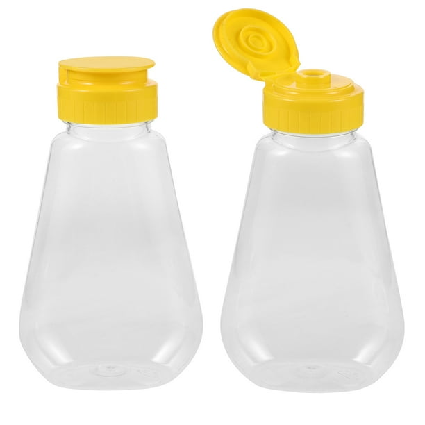 2 botellas de miel de plástico vacías, botellas de miel exprimibles, dispensador de miel a prueba de fugas, contenedor de condimentos para salsa de tomate, aderezo de ensalada de mostaza