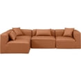 thumbnail image 4 of Meridian Furniture Cube Cognac Vegan Leather 4-Pc. L-Shaped Modular Sectional, 4 of 10