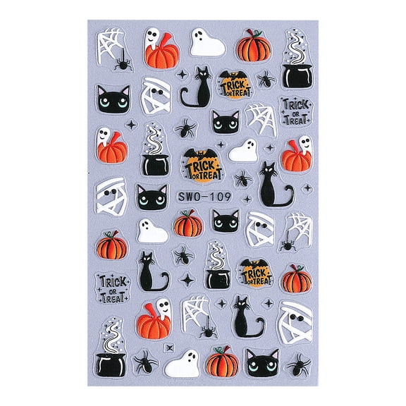 Halloween Stickers Self Manicure Decals With Pumpkin Designs For Girls Party