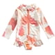 thumbnail image 1 of Odeerbi 1-5 Años Trajes de Baño de Manga Larga Con Lycra Para Niñas Traje de Baño de Una Pieza Para Entrenamiento de Verano Hawaiian Surfing Swimwear Tie- Dye Ruffle Zipper Bathing Suit, 1 of 2
