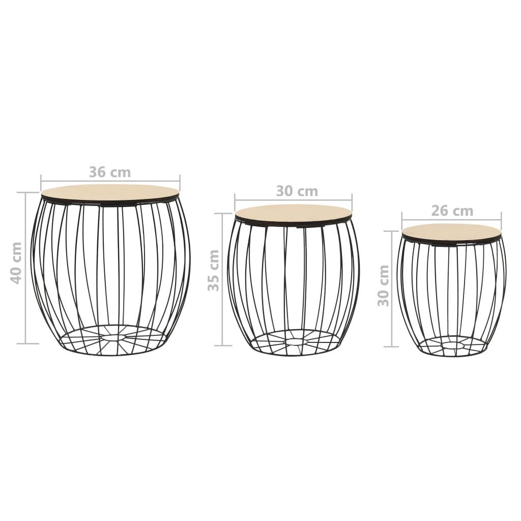 Kepooman Accent Tea Telephone Table Stand for Home Office, Set of 3, Black Kepooman Accent Tea Telephone Table Stand for Home Office, Set of 3, Black