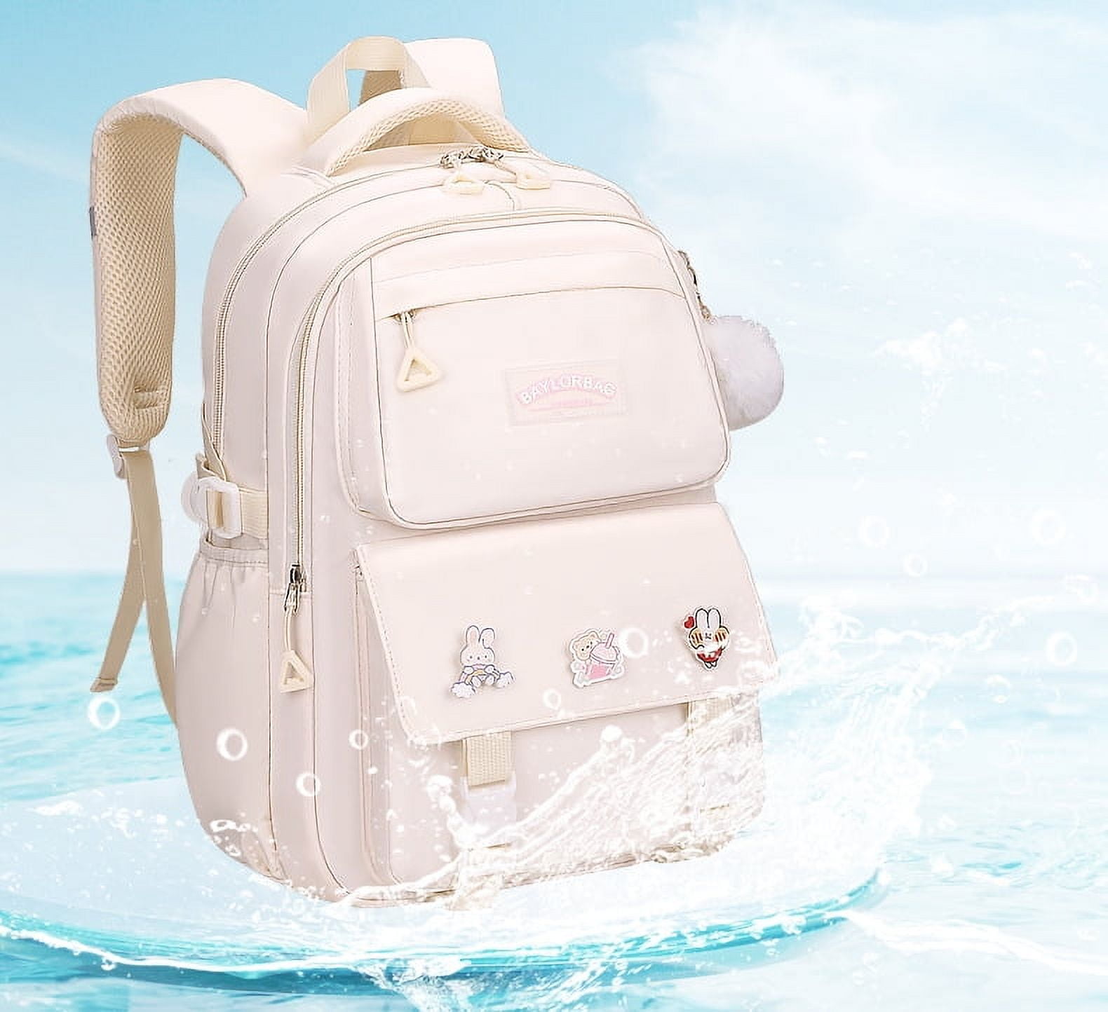 KAMUGO Girls Backpack, 2pcs Sets Kids Backpack for Girls with Anti-theft Back Pocket, Lightweight School Bookbag Water Resistant Tote Bag for Elementary Primary School, Pink S