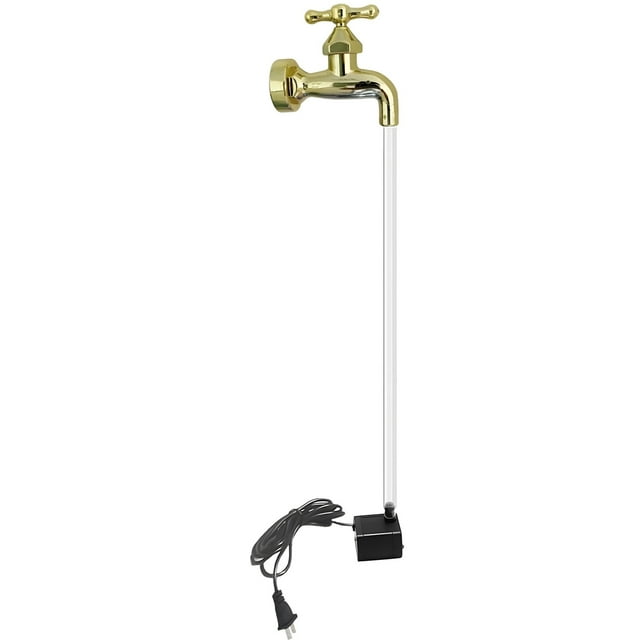 Invisible Floating Faucet, Fountain LED Water Pump Decoration, Magic Tap Water Fountain with USB Power, Creative Tabletop Waterfall Display for Desk Garden Patio, Gold Plated Spout