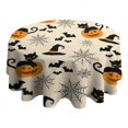 thumbnail image 4 of Halloween Black Cats and Pumpkins Round Tablecloth 60"x60",Wrinkle Wipeable Table Cloth for Kitchen Dining Room Picnic Patio Party, 4 of 6