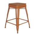 thumbnail image 2 of BizChair Commercial Grade 24" High Backless Orange Metal Indoor-Outdoor Counter Height Stool with Teak Poly Resin Wood Seat, 2 of 12
