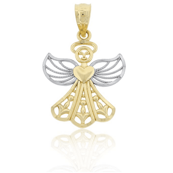 Charm America - Gold Two-tone Angel Charm - 10 Karat Solid Gold