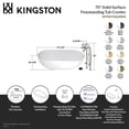 thumbnail image 4 of Kingston Brass KRTRS7035266K7 70-Inch Solid Surface Oval Double Ended Freestanding Tub with Faucet Combo and Drain in Brushed Brass, 4 of 7