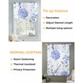 thumbnail image 3 of Hydrangea Leaves Tie Up Curtains for Window, Thermal Insulated Balloon Shade Adjustable Rod Pocket Curtains Valance Panels for Kitchen Bathroom Cafe 42 x 54 Blue Striped Botanical Floral, 3 of 6