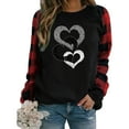 thumbnail image 6 of XIAOCHA Women Double Heart Embellished Sweatshirt Valentine Loose Long Sleeve Round Neck Pullover Spring Soft Daily Top, 6 of 6