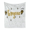 thumbnail image 1 of Hello Gorgeous Soft Flannel Fleece Blanket, Gorgeous Word Lettering with Hand-Drawn Doodle Elements as Diamond and Curve, Cozy Plush for Indoor and Outdoor Use, 70" x 90", Multicolor, by Ambesonne, 1 of 6