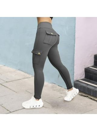 Womens Cargo Yoga Leggings with 4 Pockets Tummy Control Workout