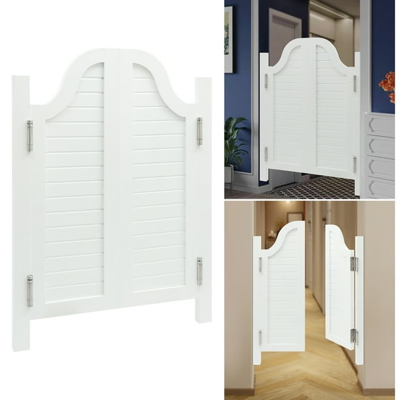 Interior Wood Swing Door, Saloon Doors 27.5inch / 31inch Wide, Modern Swinging Half Door for House Kitchen, Interior Wood Cafe Door with Hardware (White, 27.5x35in)