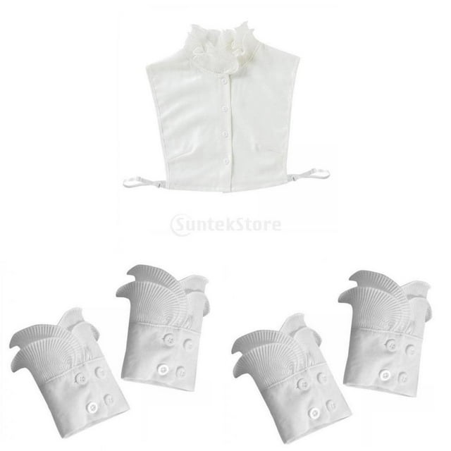 Conjunto de Puños Y Cuellos Falsos, Media Desmontable, Solapa con , Cuello Hugo Collar falso de encaje de algodón para mujer