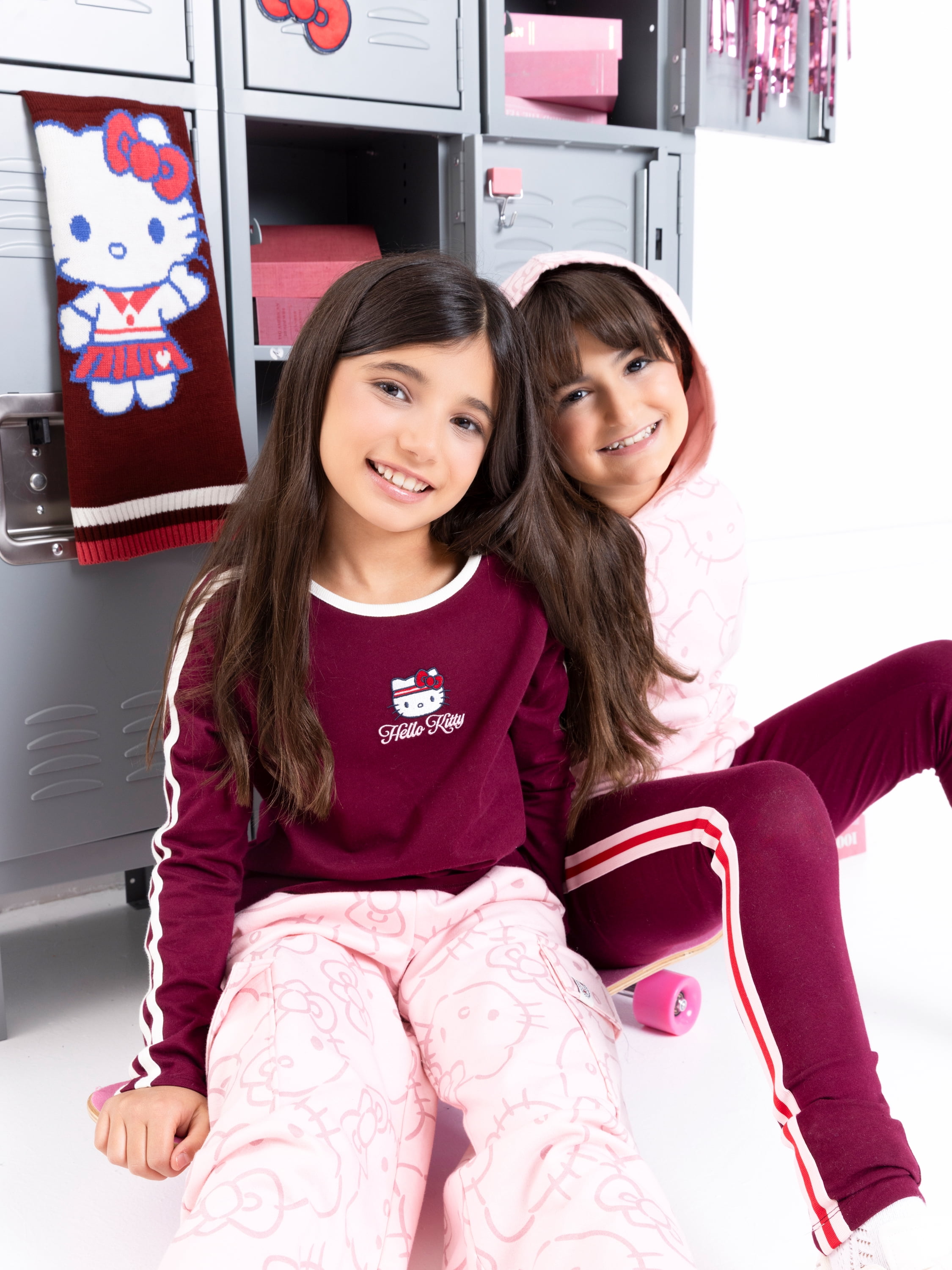 Wonder Nation Hello Kitty Girls Cotton Graphic Tee with Long Sleeves, Sizes 4-18