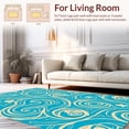 thumbnail image 2 of ODIKA 6'x6' Machine Washable Non-Slip Area Rug, Abstract Marine Life Composition Featuring Spiraled Shells and Wave High Traffic Rug, Blue, 323160, 2 of 7