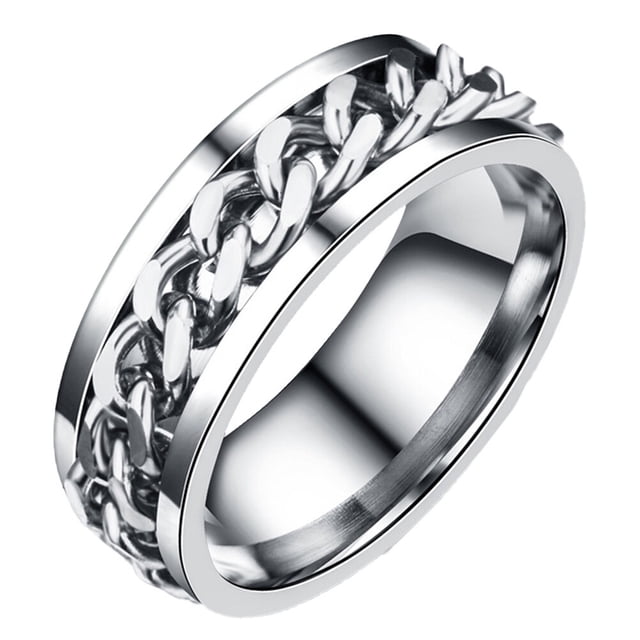 Miangastore Simple Ring Delicate Finger Ring Stainless Steel Jewelry Creative Ring Fashion Finger Ring for Man Boy Male (Steel Color With Box Size 10)