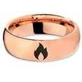 thumbnail image 2 of Tungsten Hot Fire Flame Emblem Band Ring 7mm Men Women Comfort Fit 18k Rose Gold Dome Polished, 2 of 4
