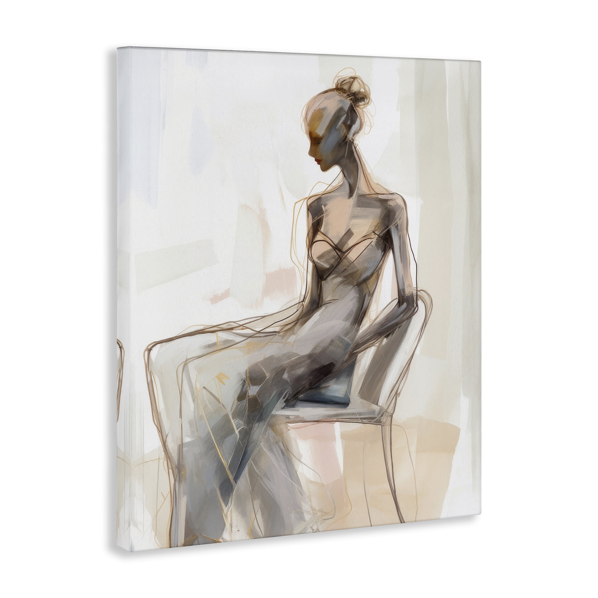 Stupell Industries Classy Figure Impression People Painting Wrapped Canvas Art Print Wall Art, 36 x 48