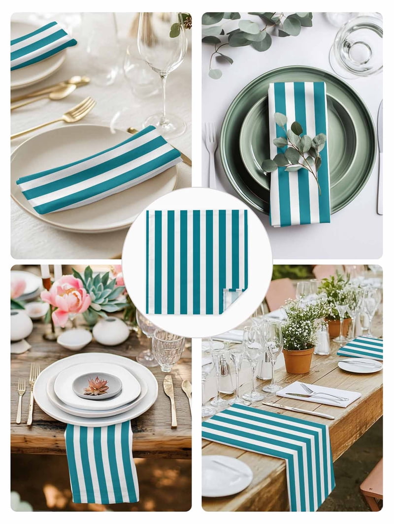 Burnt Orange Stripe Cloth Napkins Washable Set of 4, Farmhouse Striped Abstract Art Reusable Dinner Table Napkins Cloth Bulk for Weddings Kitchen