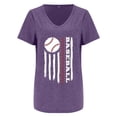 thumbnail image 4 of T-Shirt à Manches Courtes pour Femmes en Liquidation T-Shirt en Chiffon pour Femmes T-Shirt de Baseball Imprimé Lettres de Baseball Col en V Manches Courtes, 4 of 4