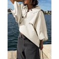 thumbnail image 6 of Womens Oversized Cropped Trench Coats Single Breasted 3/4 Sleeve Casual Button up Jackets, 6 of 8
