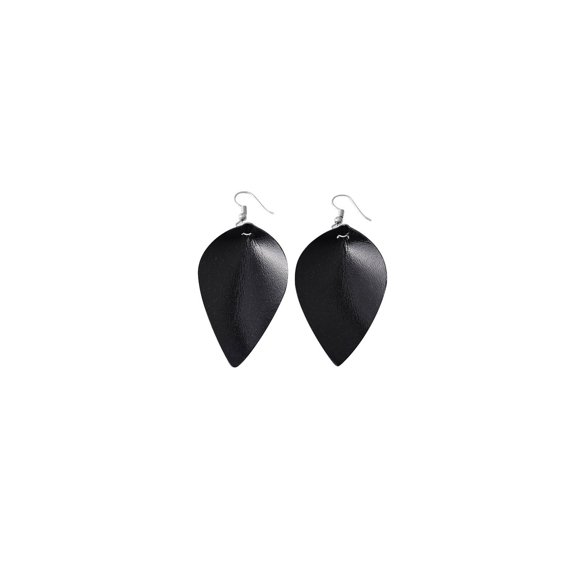 DESIGNICE Earrings,Creative Leaf and Water Drop Design Ear Cuffs,Soft and Comfortable PU Leather Stud Earrings For Women,Black