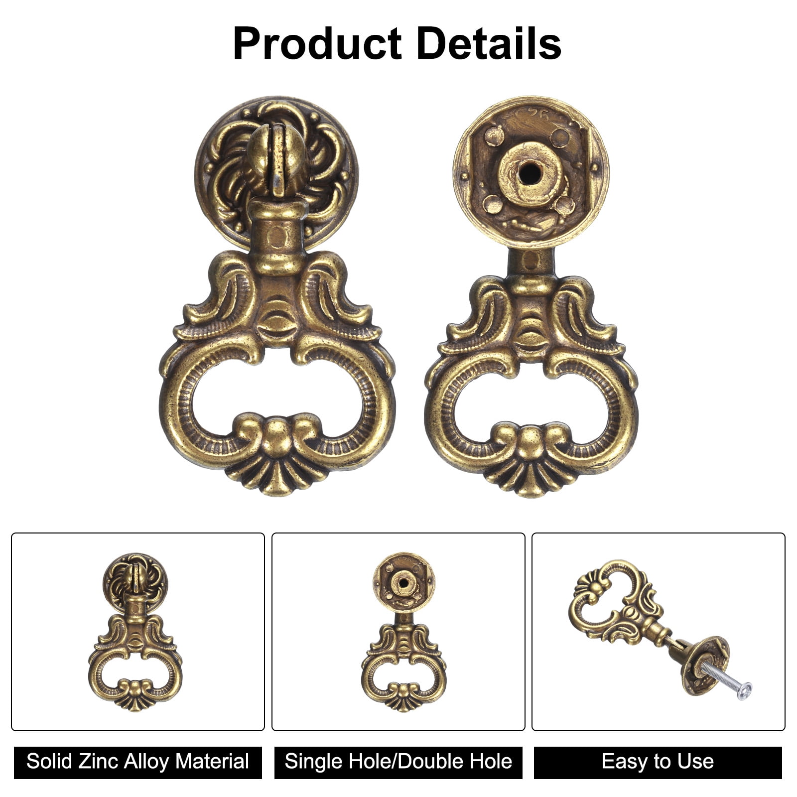 Unique Bargains Vintage Pendant Drawer Pulls with Single Mounting Hole for Dresser Drawer