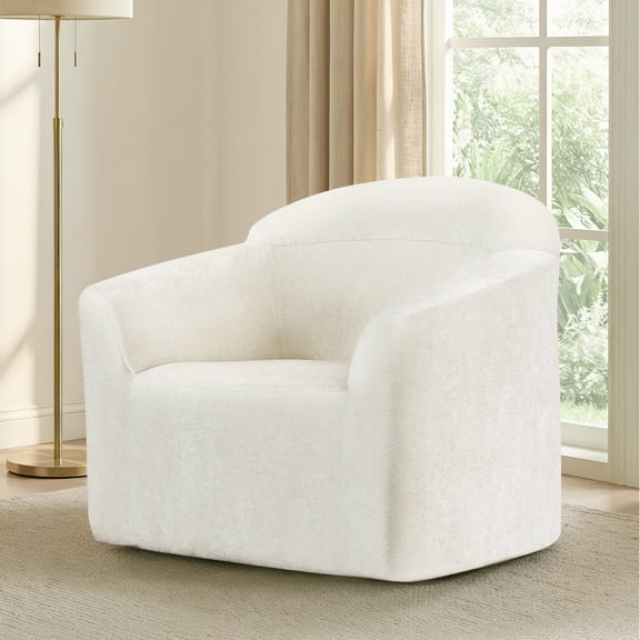 Spruce & Spring Modern Accent Chair with Compression Sponge Cushion, No Assembly, Cream