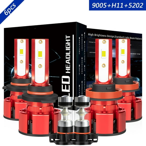 9005 High H11 Low 5202 Fog Light for Dodge Durango 2011-2013 LED Headlight Bulbs 6pcs