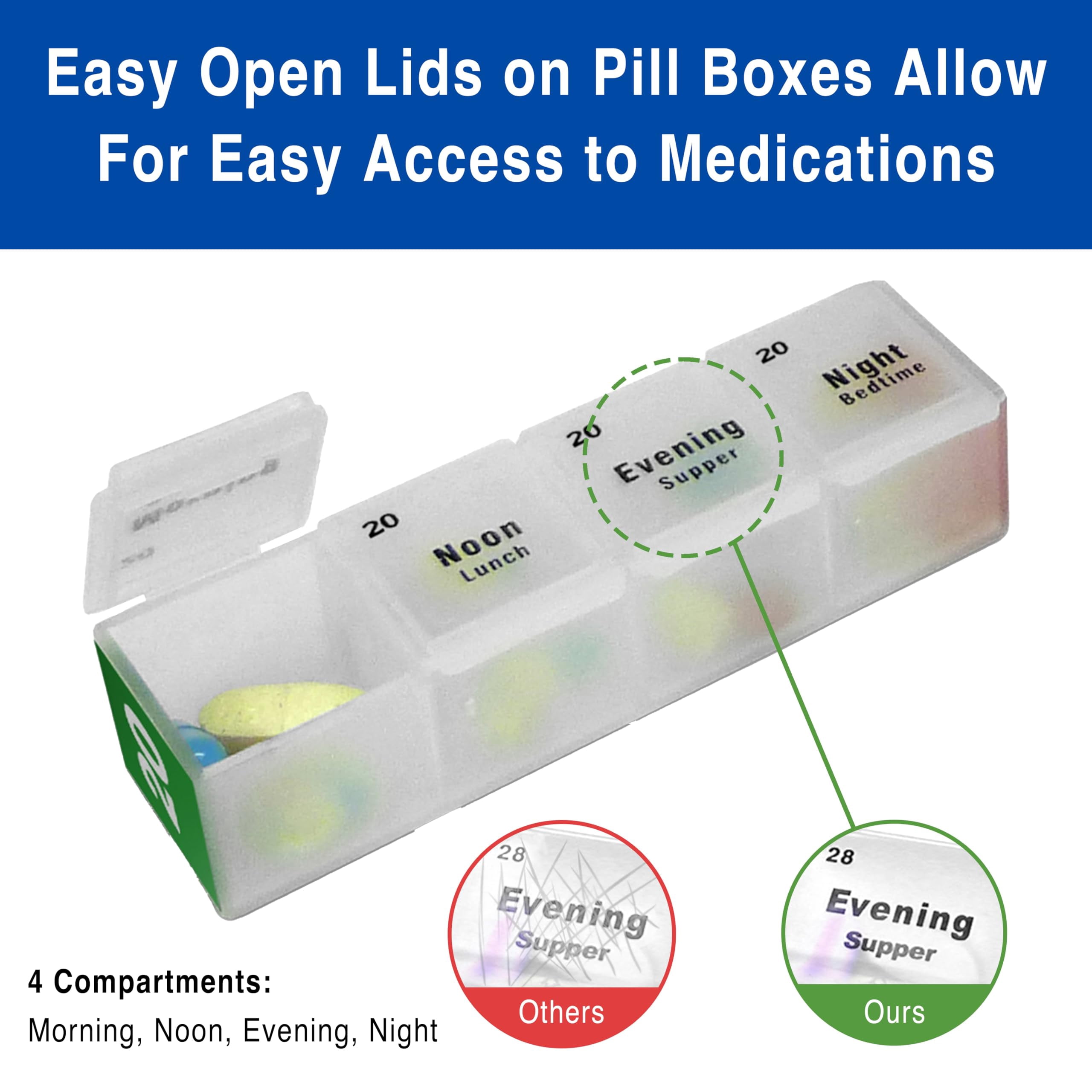 MedCenter 31-Day HSA/FSA Low Profile Pill Organizer with Travel Pouch & Tweezers – Monthly Medication Management System with Daily Labeled Pill Boxes for Home & Travel Use
