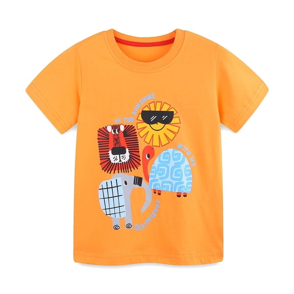 CONZONE Toddler Boys T Shirts Cartoon Animal Graphic Short Sleeve Tee Shirt for Boys Crew Neck Lightweight Loose Fit Kids Spring Summer Tops