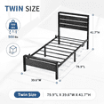 thumbnail image 4 of Zimtown Twin Size Platform Bed Frame, Heavy Metal Bed Frame with Wooden LED Headboard, 12" Under-Bed Storage, Black, 4 of 10