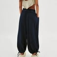 thumbnail image 4 of ZOELNIC Women's Wide Leg Baggy Pants Casual Drawstring Elastic Waist Lounge Pants with Pockets, M, 4 of 5