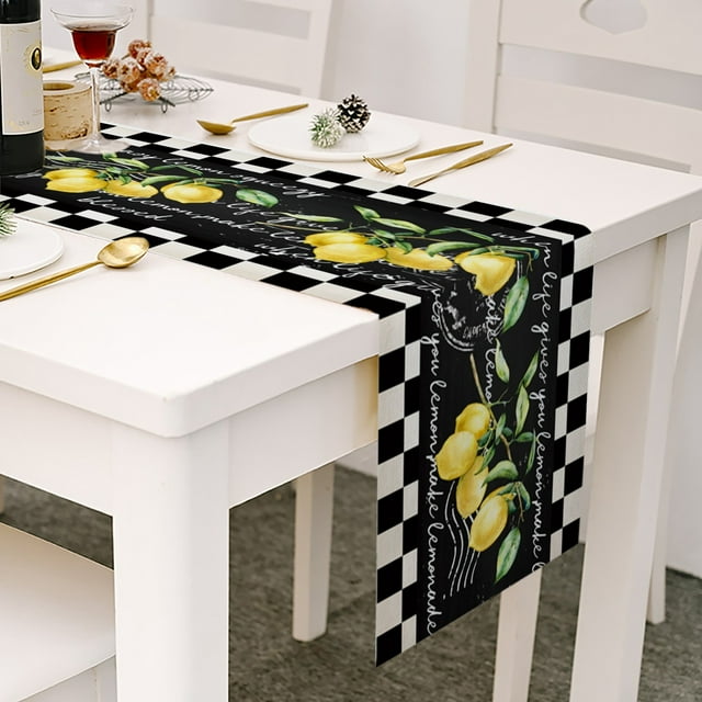 SHAGUOZHOU Table de Noël 54 Pouces de Long Table d'Automne 36 Pouces de Long Table Primitive Petit Drapeau de Table Frais Printemps et Été Imprimé Fleur Lin Nappe 4