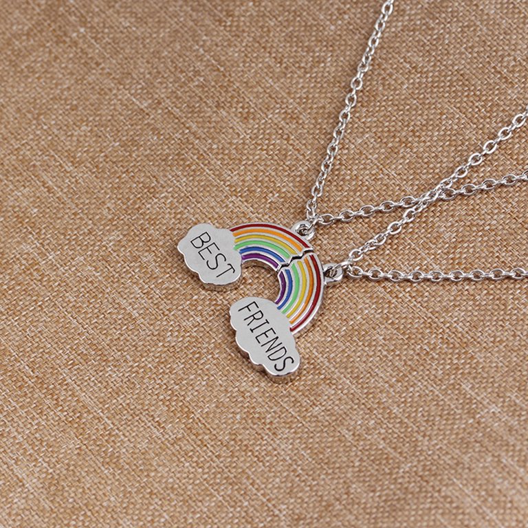 Best Friends Rainbow Charms Couple Alloy Pendant For Jewelry