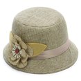 thumbnail image 1 of Retro Spring Summer Flower Linen Wide Brim Cocktail Party Travel Ladies Hat Gift, 1 of 10