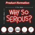 thumbnail image 4 of Vibrant "Why So Serious?" Joker Neon Sign - USB Powered, Wall-Mounted, Energy-Efficient LED Light for Bedroom, Living Room, Man Cave, Bar, Game Room, and Club Decor, Living Room Birthday Party, 4 of 8