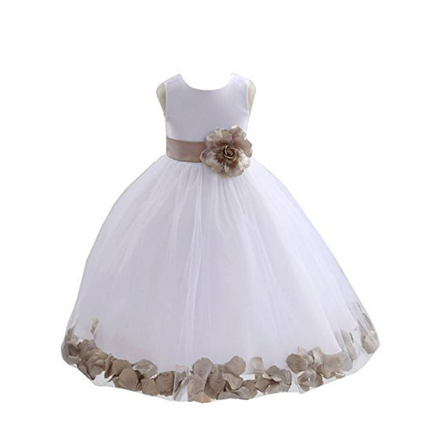 Ekidsbridal Ekidsbridal White Tulle Rose Petals Formal Flower Girl