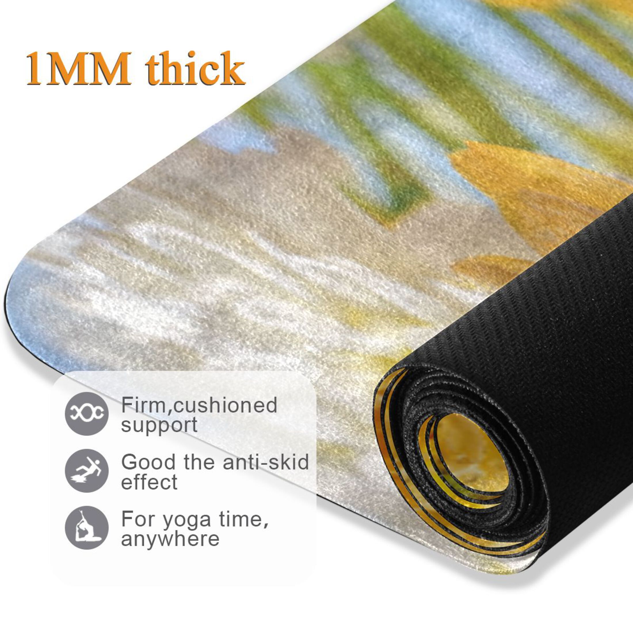 BZSMCE Yoga Mat Women Fitness Mat Sunny Daisies with Morning Dew Pattern