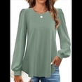 thumbnail image 4 of Blusas de Larga con Ojales para Mujer, -Otoño 2025, Cuello Redondo, Blusas Informales Holgadas, Conjuntos de Moda. Verde XXL, 4 of 10