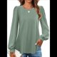 thumbnail image 4 of Blusas de Larga con Ojales para Mujer, -Otoño 2025, Cuello Redondo, Blusas Informales Holgadas, Conjuntos de Moda. Verde L, 4 of 10