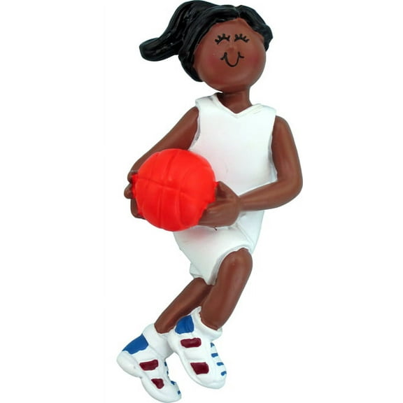 Basketball Female African-American Personalized Christmas Ornament DO-IT-YOURSELF