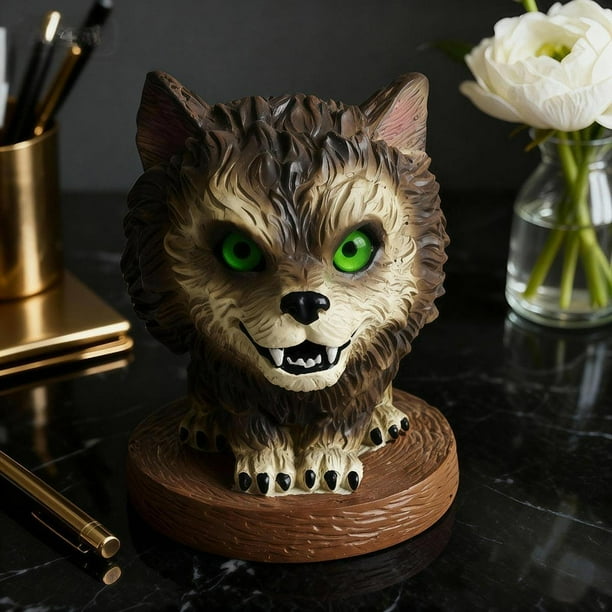 Estatua de lobo de ojos , figura decorativa de resina, escultura de animal, adorno de mesa para vitrina, inauguración de casa u oficina.